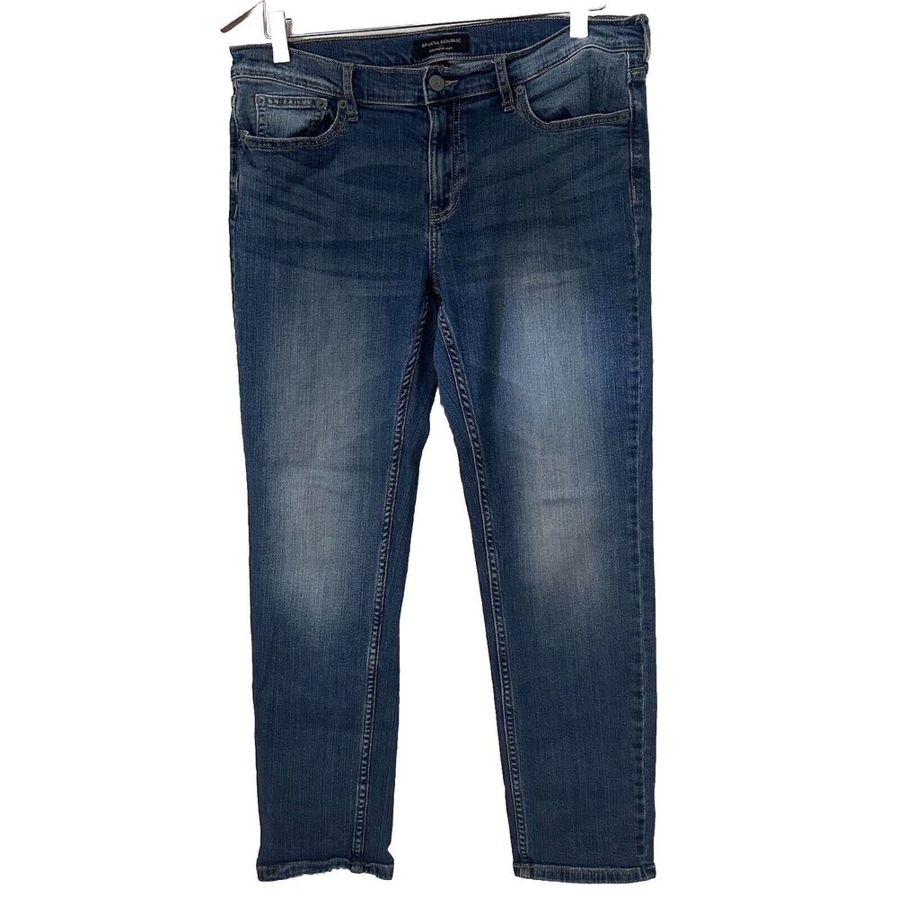 Banana Republic Jeans Womens 8 Blue Girlfriend Mid Rise Ankle Denim City Casual
